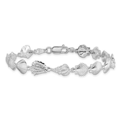 Sterlingsilber De-ani Rhodiniert Poliert Multi-shell 7.25 Zoll Armband
