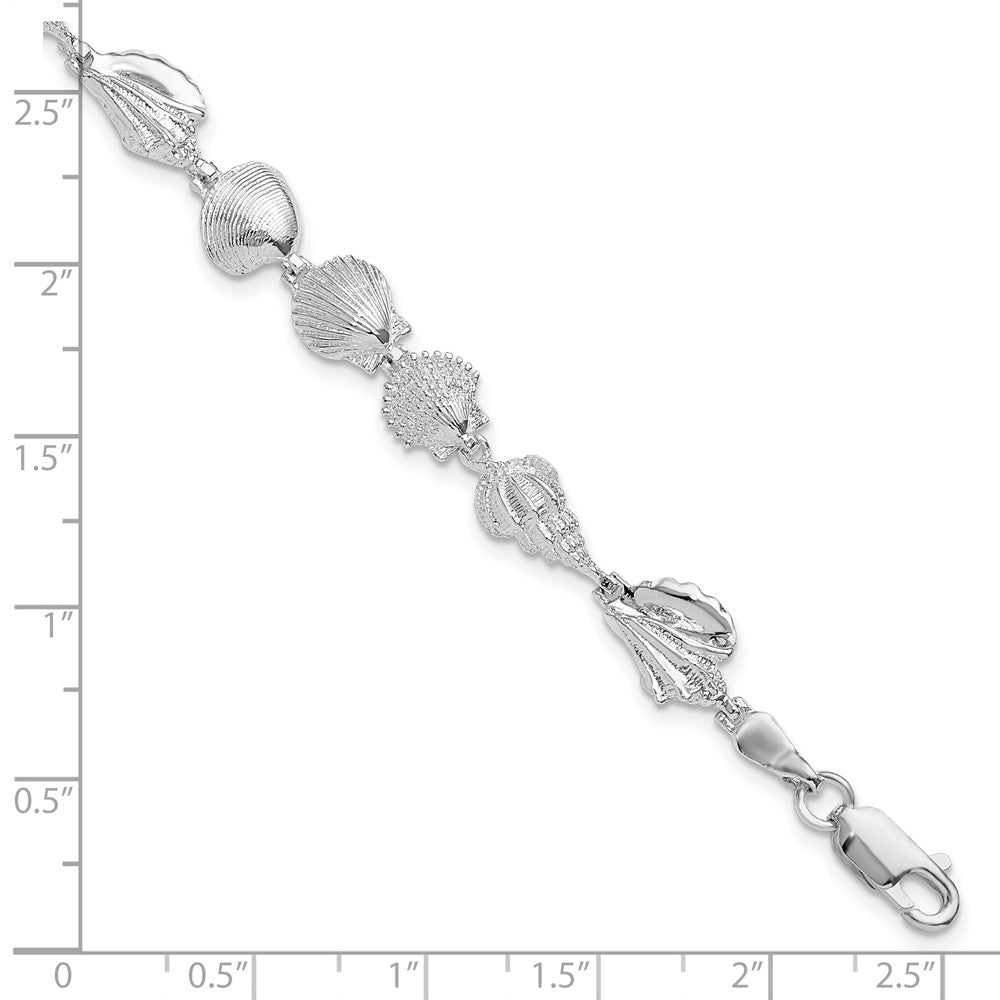 Sterlingsilber De-ani Rhodiniert Poliert Multi-shell 7.25 Zoll Armband