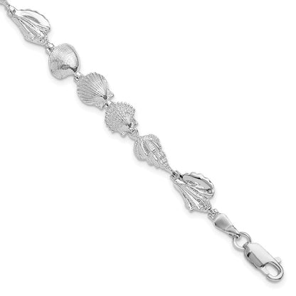 Sterlingsilber De-ani Rhodiniert Poliert Multi-shell 7.25 Zoll Armband