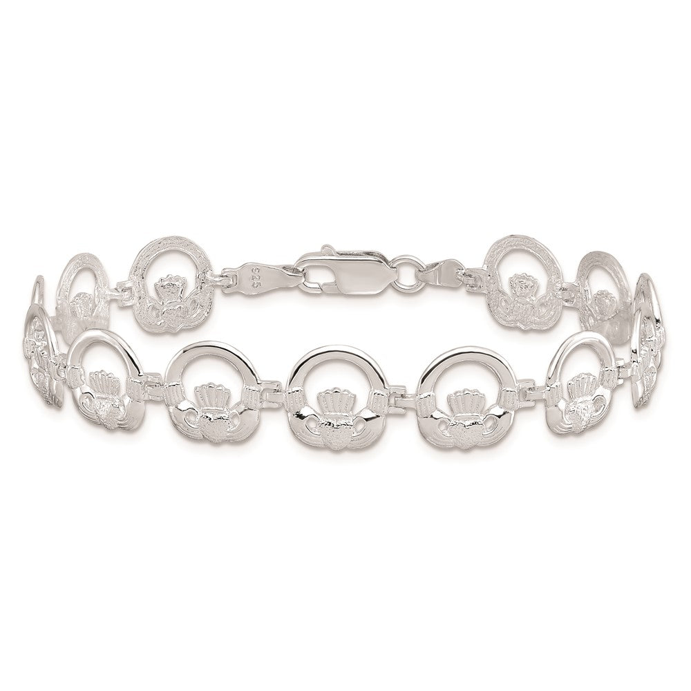 7.25 Zoll De-ani Sterlingsilber Rhodiniert Poliert Claddagh Kreis Armband