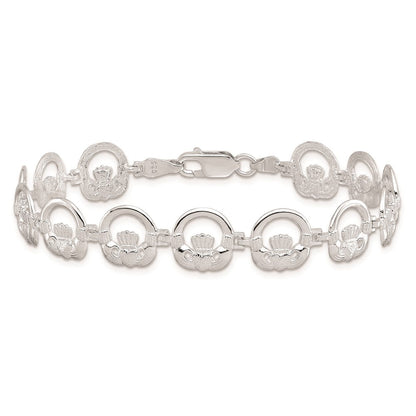 7.25 Zoll De-ani Sterlingsilber Rhodiniert Poliert Claddagh Kreis Armband
