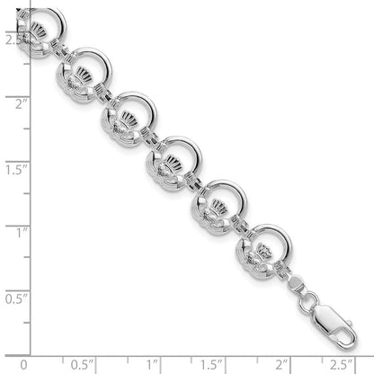 7.25 Zoll De-ani Sterlingsilber Rhodiniert Poliert Claddagh Kreis Armband