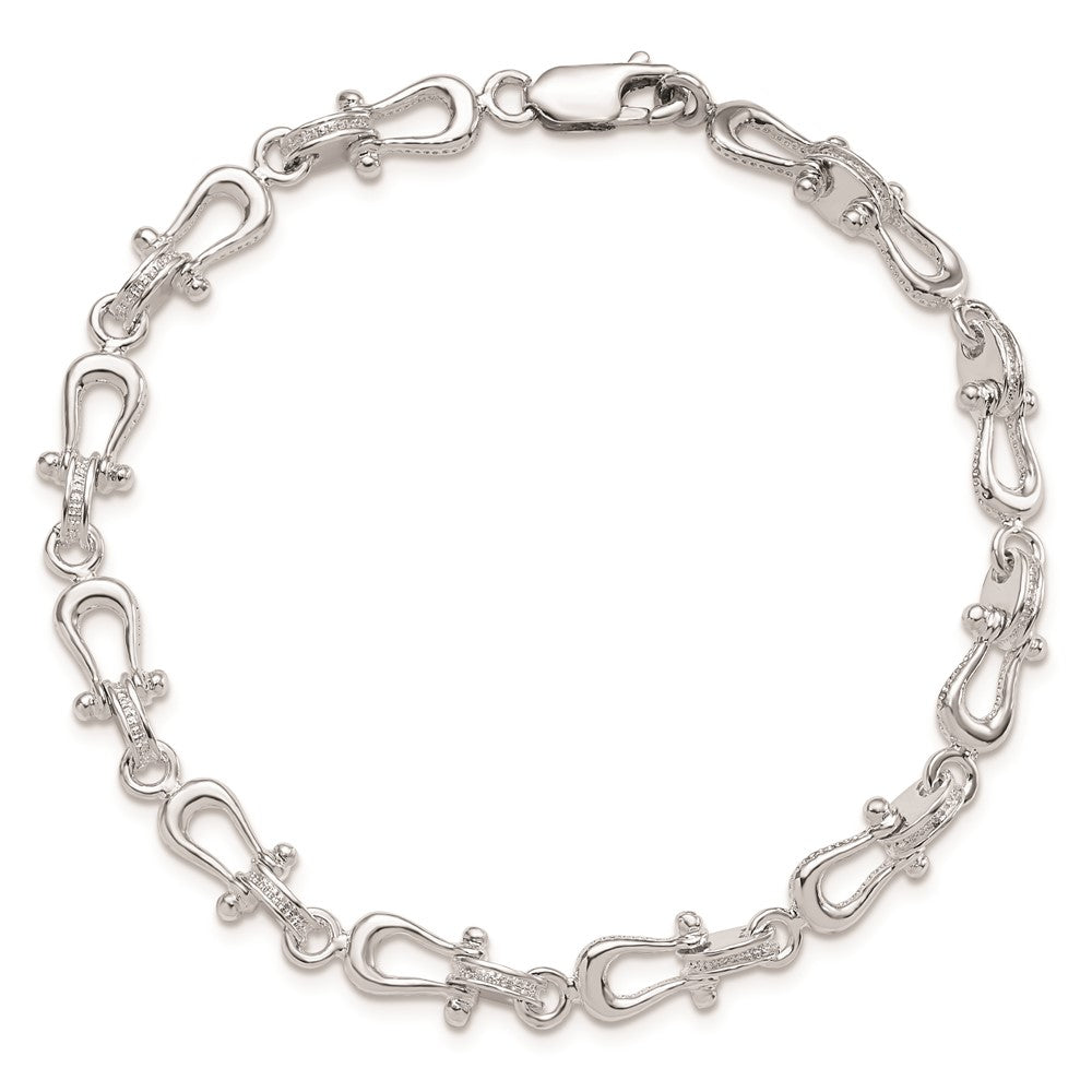 8 Zoll De-ani Sterlingsilber Rhodiniert Poliert und Strukturiert Mariners Glieder Armband