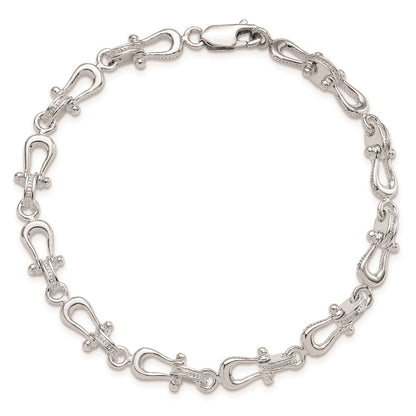 8 Zoll De-ani Sterlingsilber Rhodiniert Poliert und Strukturiert Mariners Glieder Armband