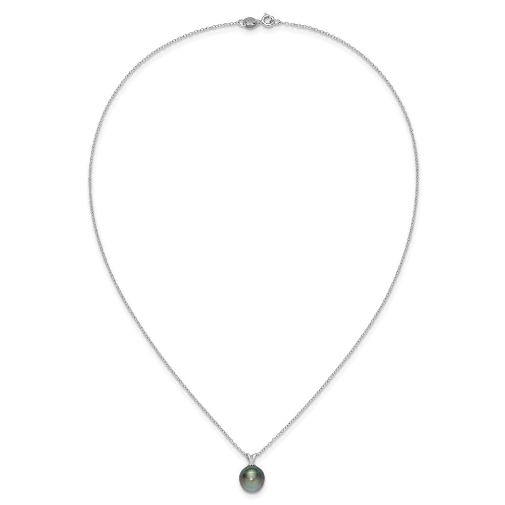 Sterlingsilber Rhodium 9-10mm Tropfen Tahit Salzwasser Perle Halskette