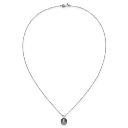 Sterlingsilber Rhodium 9-10mm Tropfen Tahit Salzwasser Perle Halskette