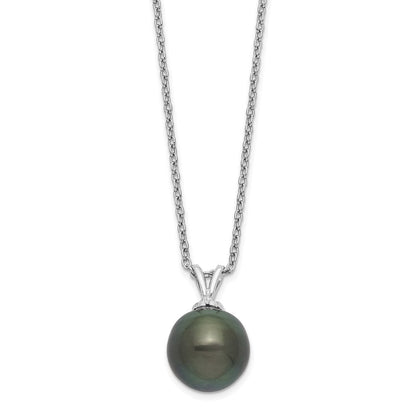Sterlingsilber Rhodium 9-10mm Tropfen Tahit Salzwasser Perle Halskette
