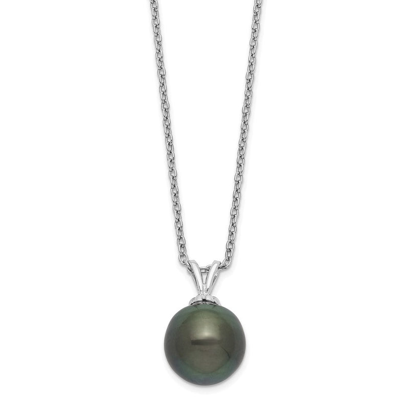 Sterlingsilber Rhodium 9-10mm Tropfen Tahit Salzwasser Perle Halskette