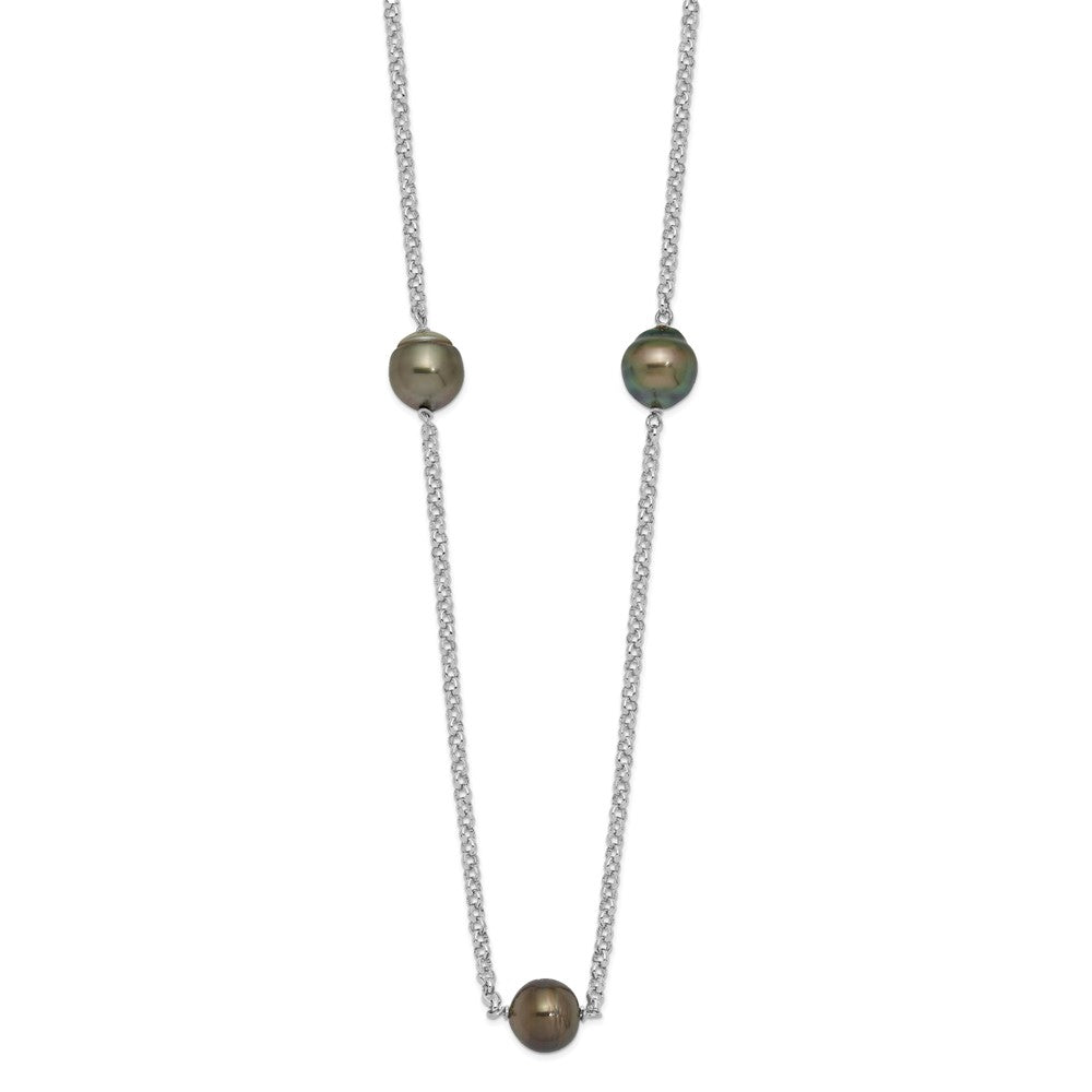 Sterlingsilber Rhodium 8-9mm Baroque 5stat Tahit Salzwasser Perle Halskette