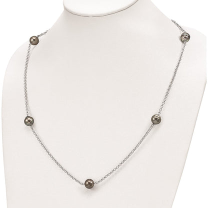 Sterlingsilber Rhodium 8-9mm Baroque 5stat Tahit Salzwasser Perle Halskette