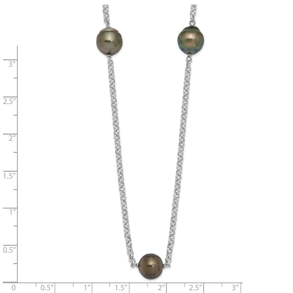 Sterlingsilber Rhodium 8-9mm Baroque 5stat Tahit Salzwasser Perle Halskette