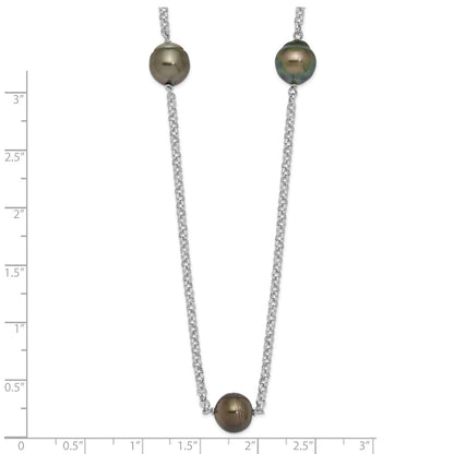 Sterlingsilber Rhodium 8-9mm Baroque 5stat Tahit Salzwasser Perle Halskette