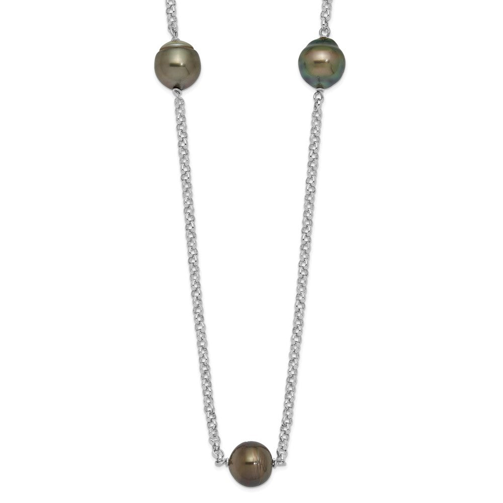 Sterlingsilber Rhodium 8-9mm Baroque 5stat Tahit Salzwasser Perle Halskette