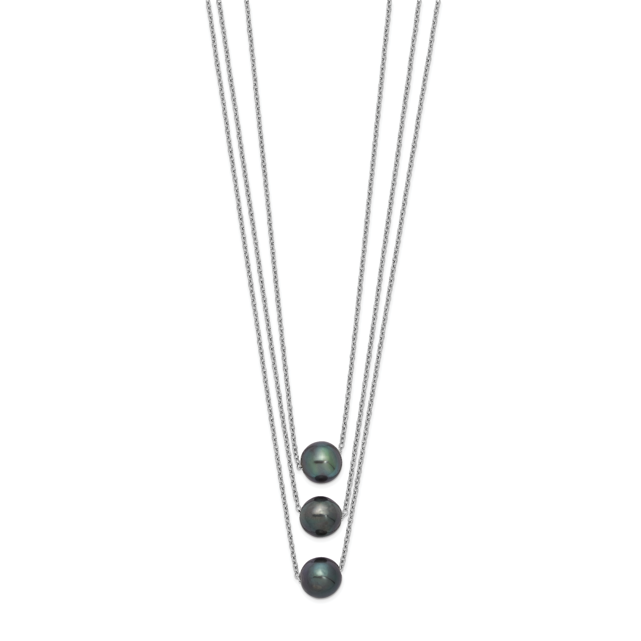 Sterlingsilber Rhodium 8-9mm Halb-rd Tahit Salzwasser Perle Multi-strand Ne