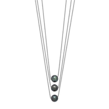 Sterlingsilber Rhodium 8-9mm Halb-rd Tahit Salzwasser Perle Multi-strand Ne