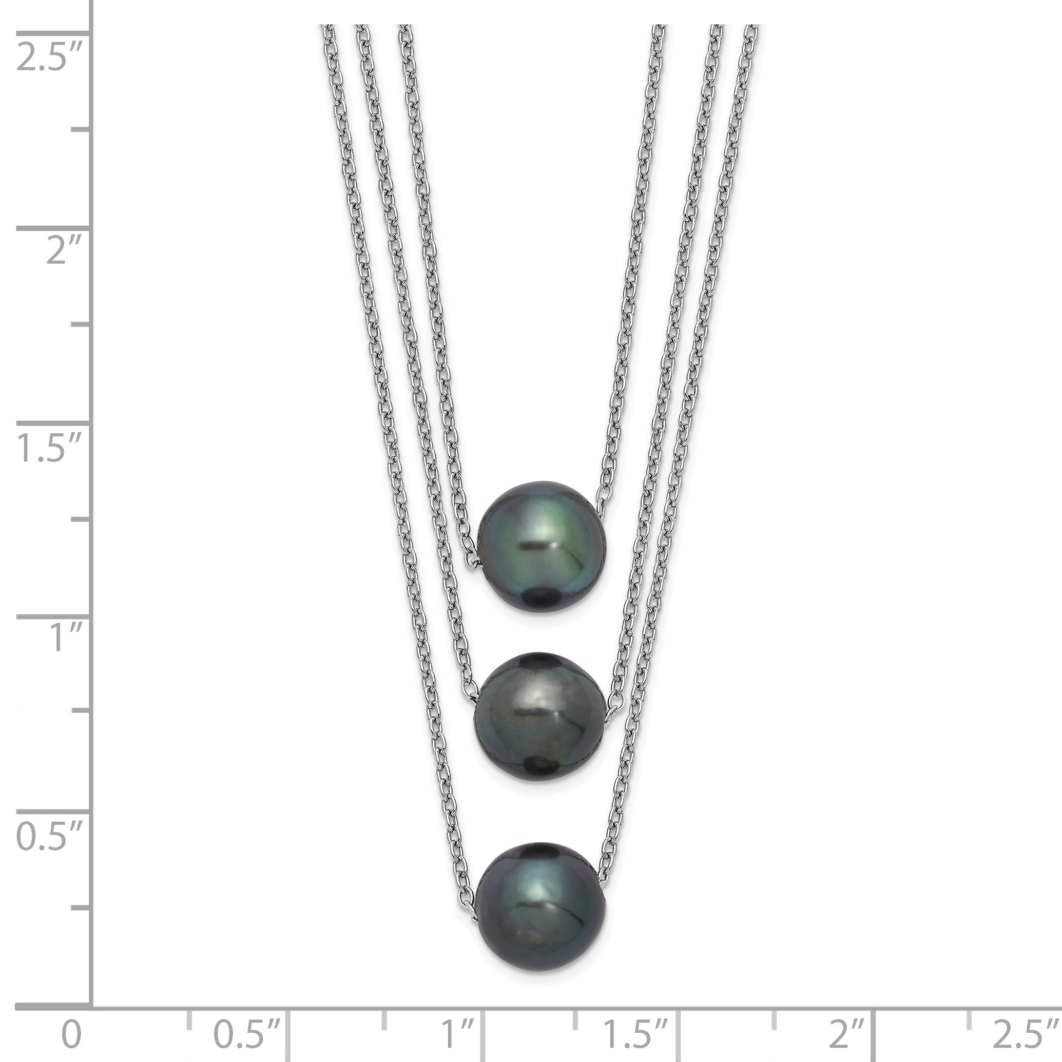 Sterlingsilber Rhodium 8-9mm Halb-rd Tahit Salzwasser Perle Multi-strand Ne