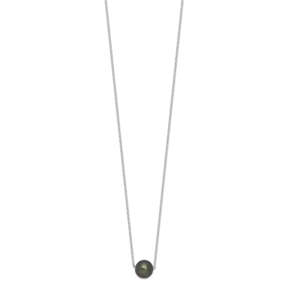 Sterlingsilber Rhodium 8-9mm Halb-rd Tahit Salzwasser Perle Halskette