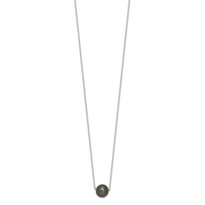 Sterlingsilber Rhodium 8-9mm Halb-rd Tahit Salzwasser Perle Halskette