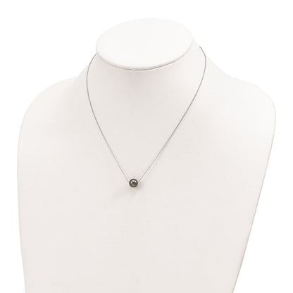 Sterlingsilber Rhodium 8-9mm Halb-rd Tahit Salzwasser Perle Halskette
