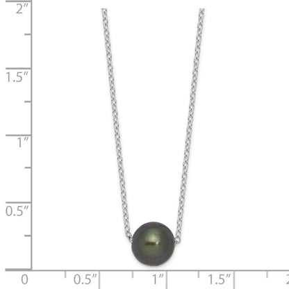 Sterlingsilber Rhodium 8-9mm Halb-rd Tahit Salzwasser Perle Halskette