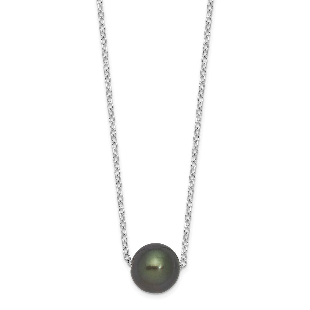 Sterlingsilber Rhodium 8-9mm Halb-rd Tahit Salzwasser Perle Halskette