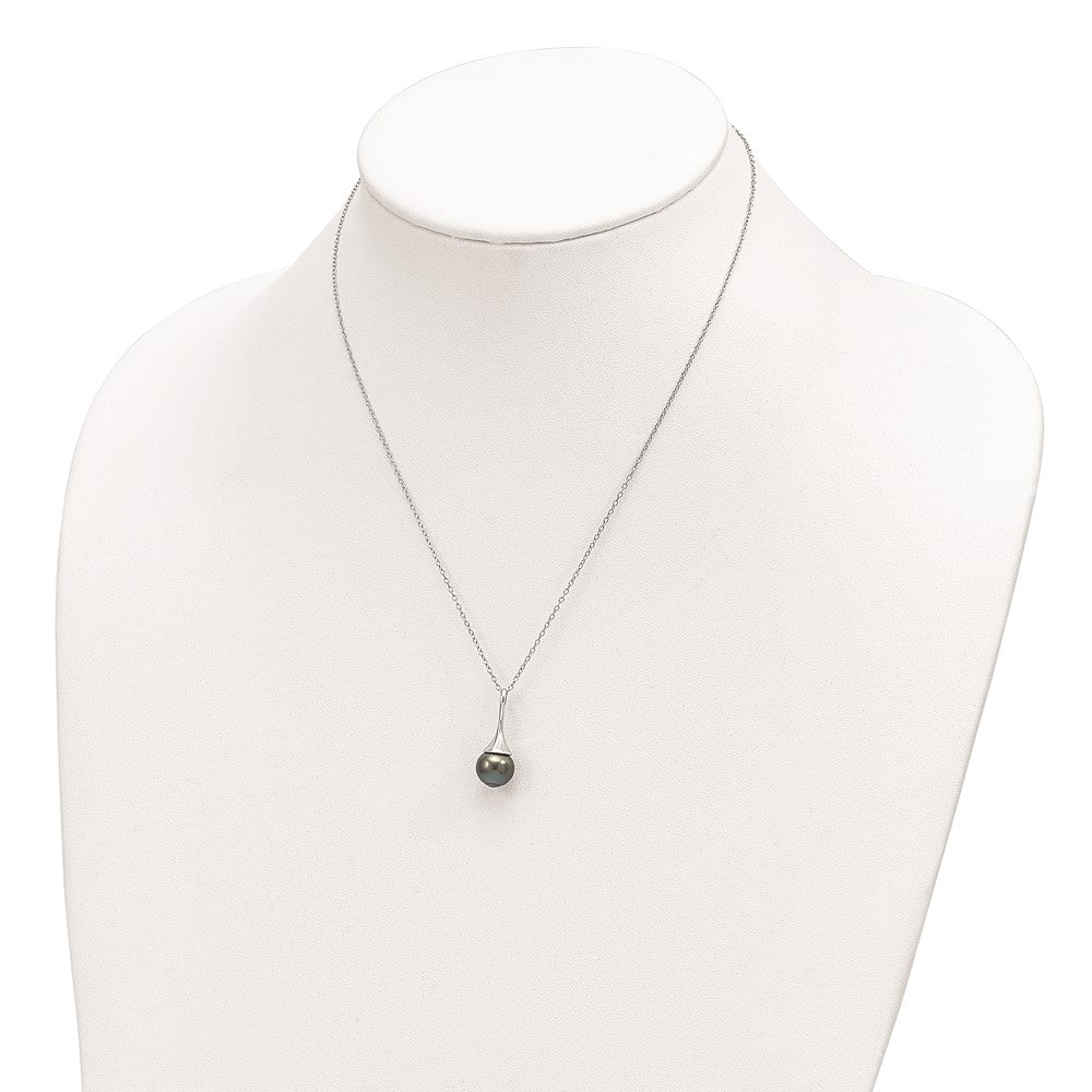 Sterlingsilber Rhodium 9-10mm Tropfen Tahit Salzwasser Perle Halskette