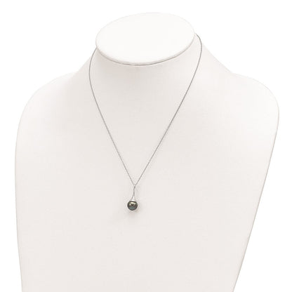 Sterlingsilber Rhodium 9-10mm Tropfen Tahit Salzwasser Perle Halskette