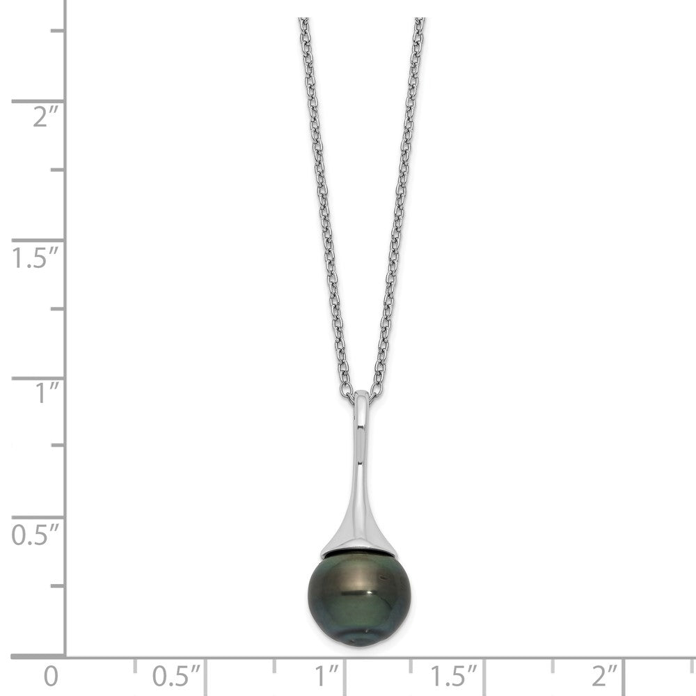 Sterlingsilber Rhodium 9-10mm Tropfen Tahit Salzwasser Perle Halskette