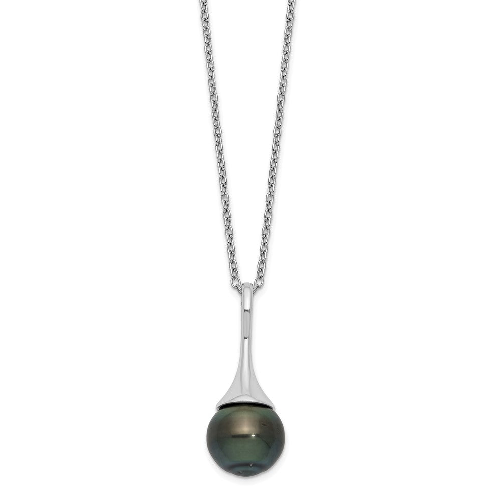 Sterlingsilber Rhodium 9-10mm Tropfen Tahit Salzwasser Perle Halskette