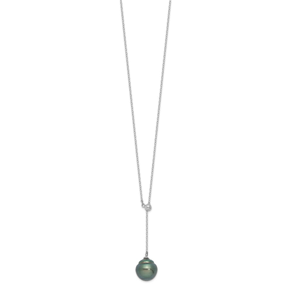 Sterlingsilber Rhodium 9-10mm Baroque Tahit Salzwasser Perle Halskette