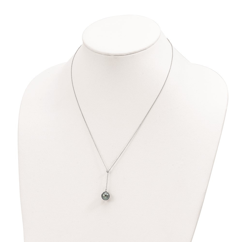 Sterlingsilber Rhodium 9-10mm Baroque Tahit Salzwasser Perle Halskette