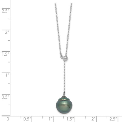 Sterlingsilber Rhodium 9-10mm Baroque Tahit Salzwasser Perle Halskette