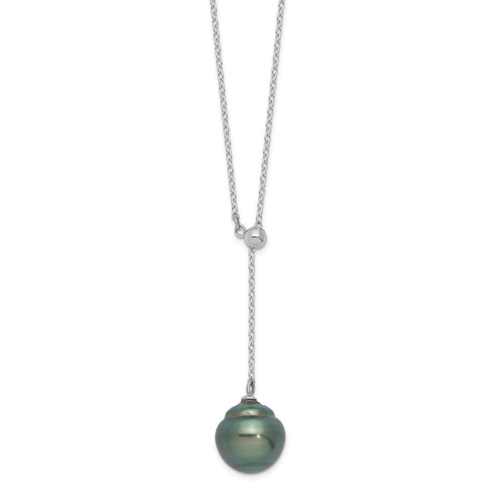 Sterlingsilber Rhodium 9-10mm Baroque Tahit Salzwasser Perle Halskette