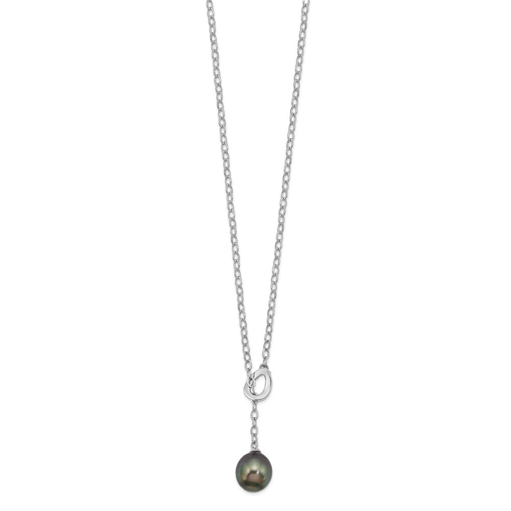 Sterlingsilber Rhodium 9-10mm Tropfen Tahit Salzwasser Perle Anhänger Necklac