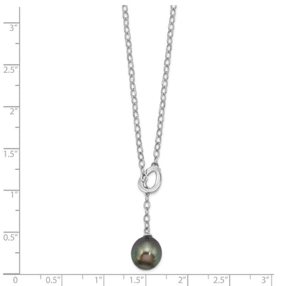 Sterlingsilber Rhodium 9-10mm Tropfen Tahit Salzwasser Perle Anhänger Necklac