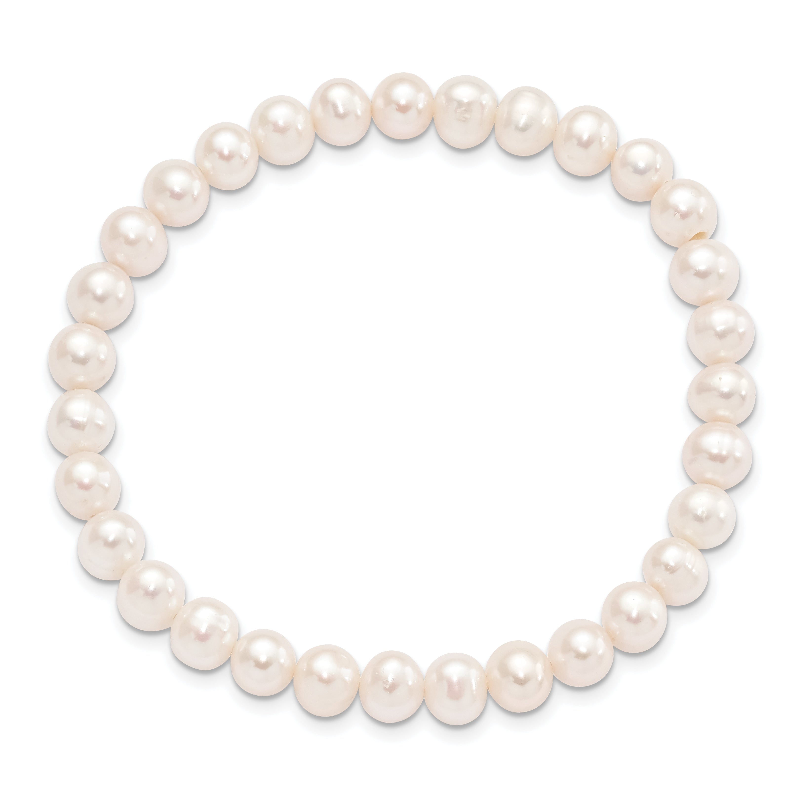 Mode 6-7mm Weiß Halb-round Süßwasser Zuchtperle Dehnbar Armband