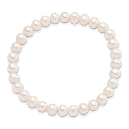 Mode 6-7mm Weiß Halb-round Süßwasser Zuchtperle Dehnbar Armband