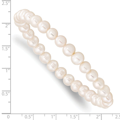 Mode 6-7mm Weiß Halb-round Süßwasser Zuchtperle Dehnbar Armband
