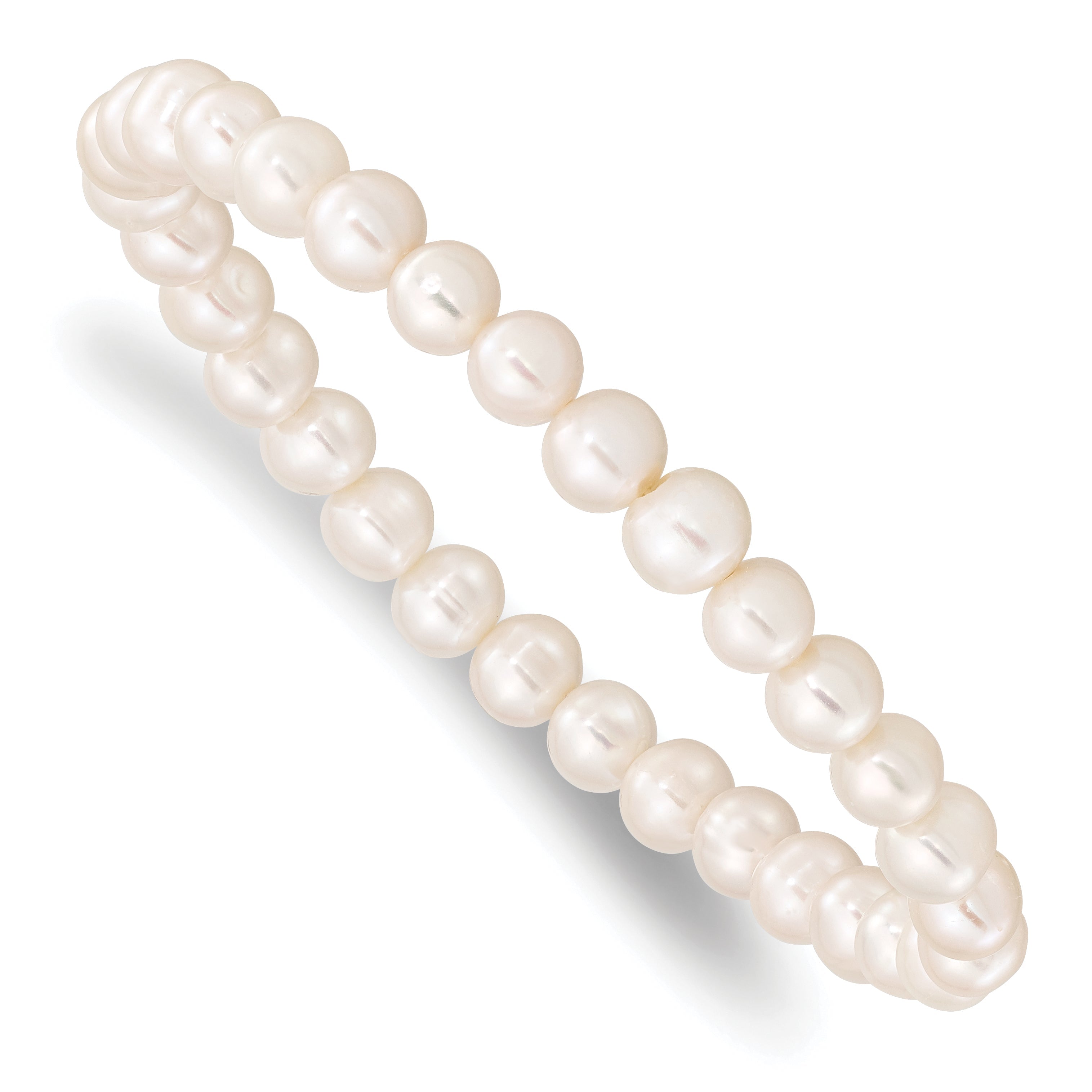 Mode 6-7mm Weiß Halb-round Süßwasser Zuchtperle Dehnbar Armband
