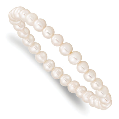 Mode 6-7mm Weiß Halb-round Süßwasser Zuchtperle Dehnbar Armband