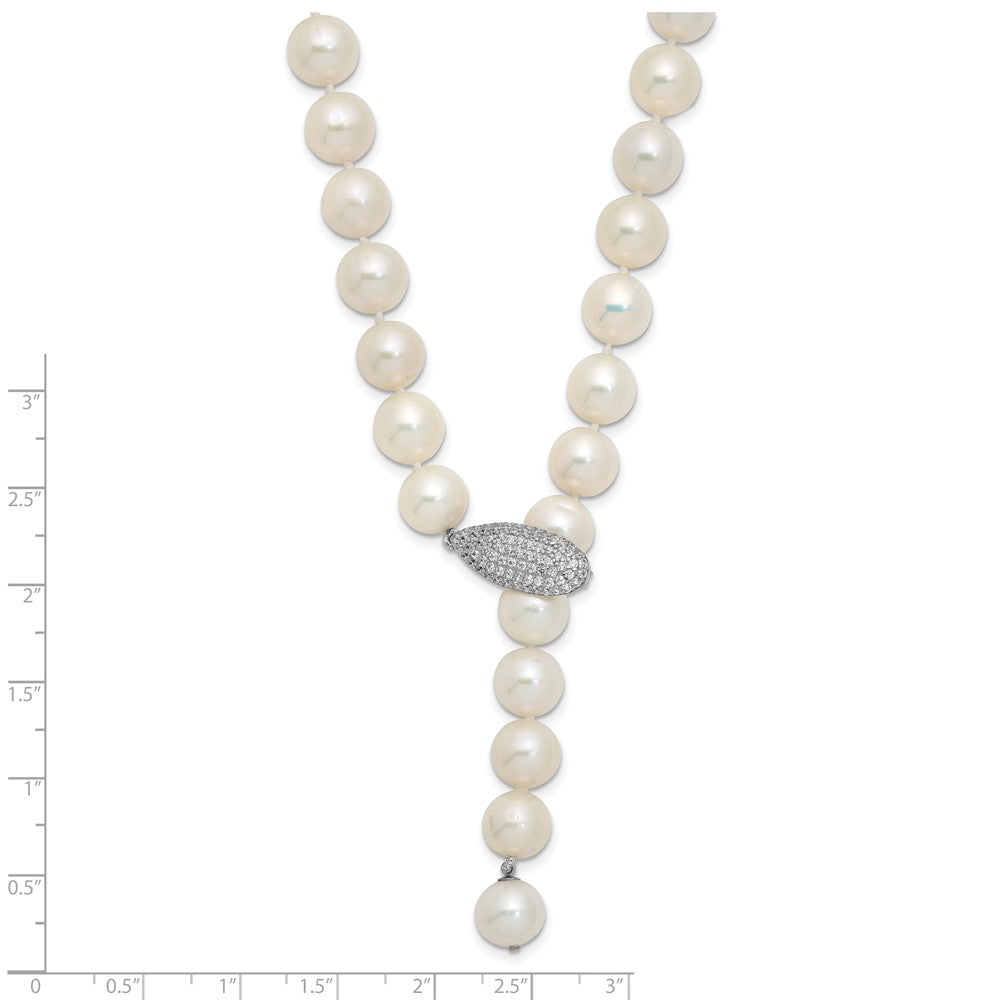 Sterlingsilber Rhod-pl 9-10mm Weiß Nahe-round Fwc Perle Adj Halskette