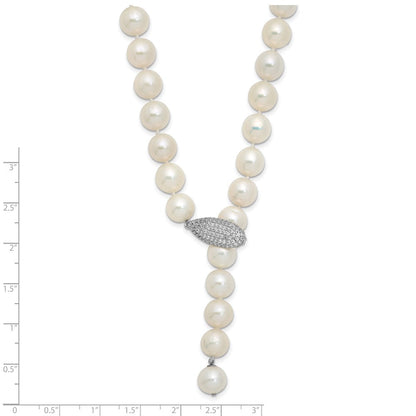 Sterlingsilber Rhod-pl 9-10mm Weiß Nahe-round Fwc Perle Adj Halskette