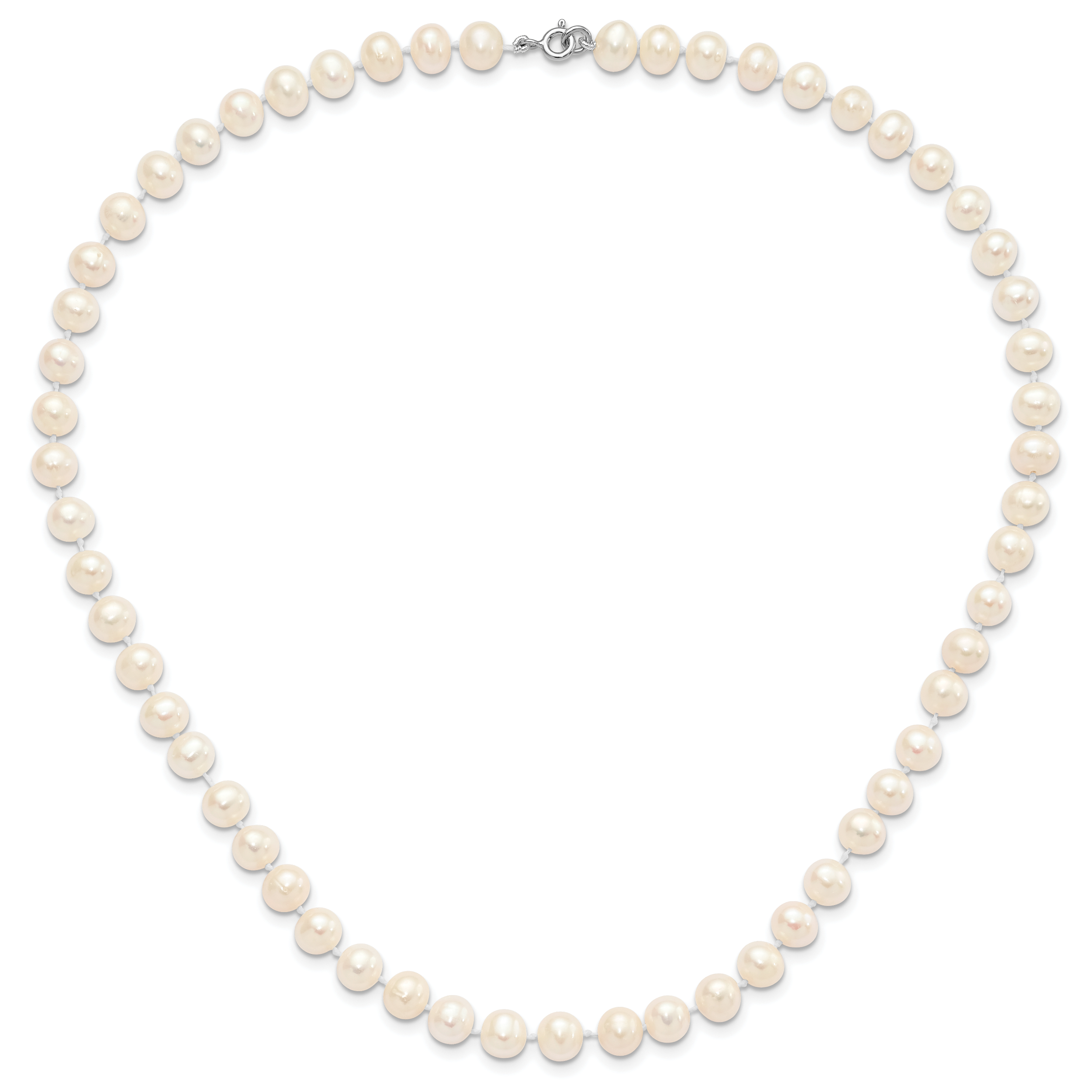 Sterlingsilber Rhodiniert-p 7-8mm Weiß Fwc Perle Ohrring Armband Halskette Set