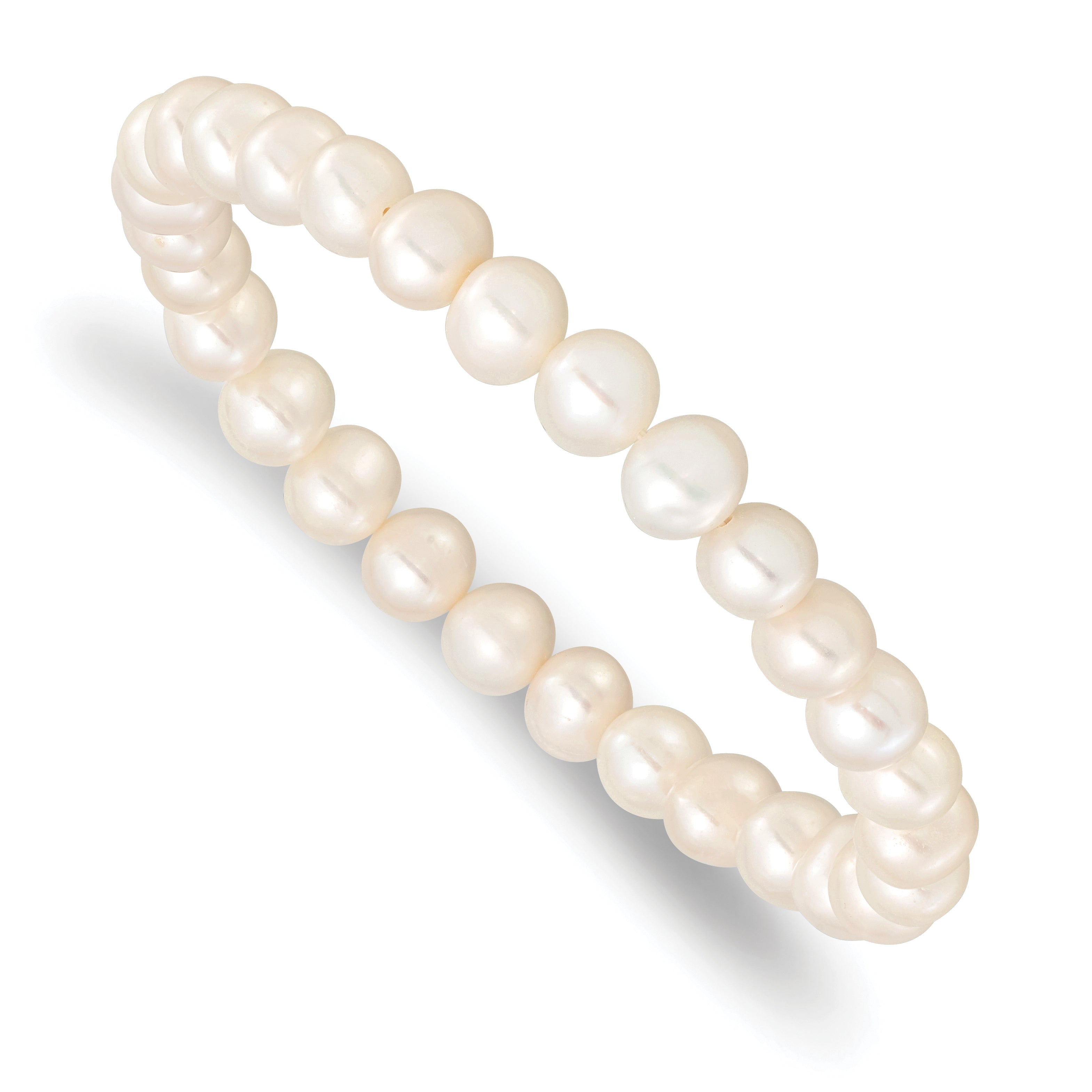 Sterlingsilber Rhodiniert-p 7-8mm Weiß Fwc Perle Ohrring Armband Halskette Set