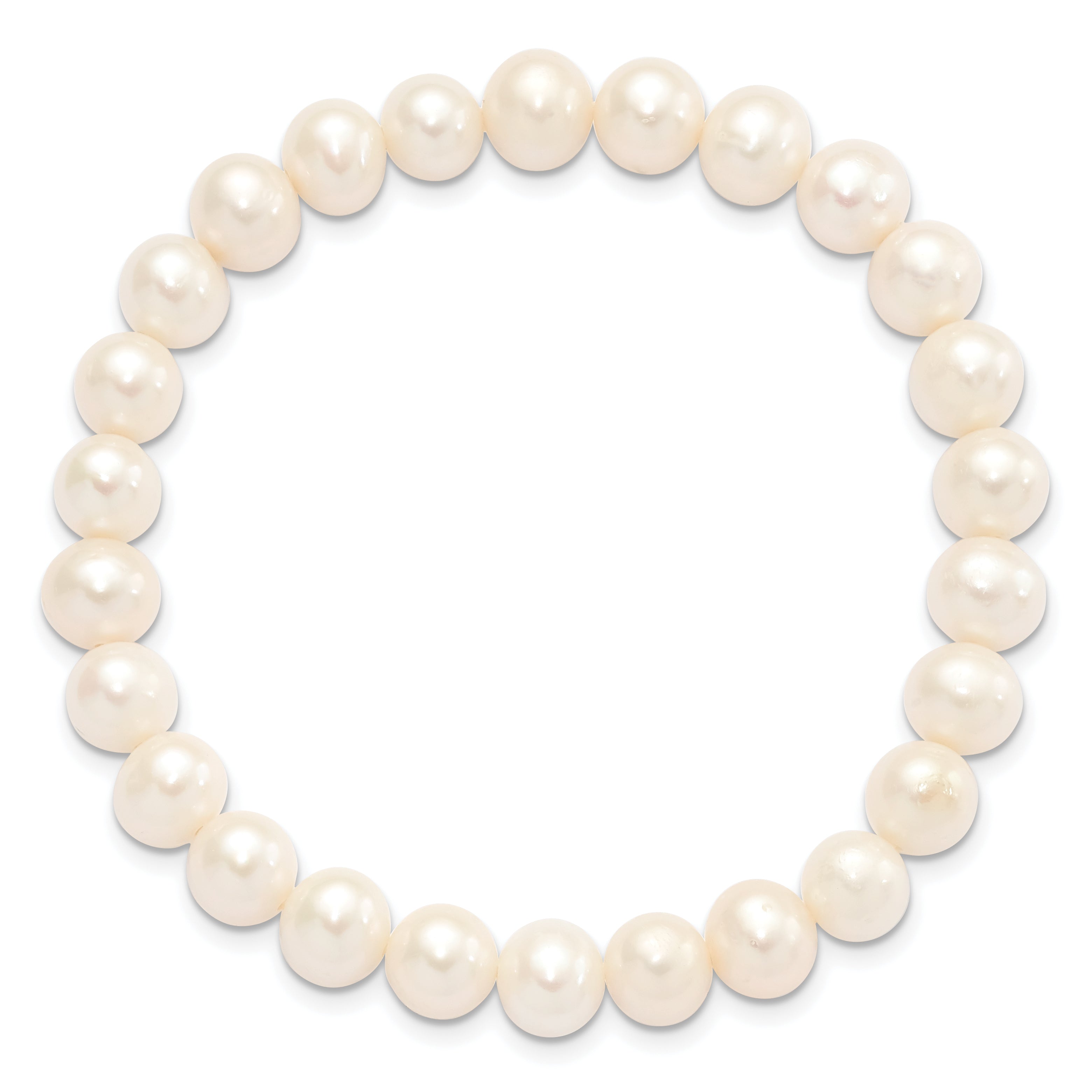 Sterlingsilber Rhodiniert-p 7-8mm Weiß Fwc Perle Ohrring Armband Halskette Set