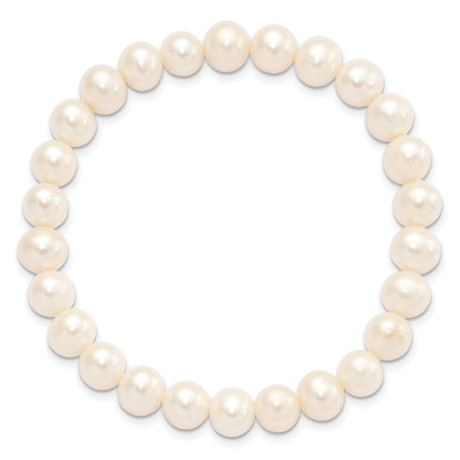 Sterlingsilber Rhodiniert-p 7-8mm Weiß Fwc Perle Ohrring Armband Halskette Set