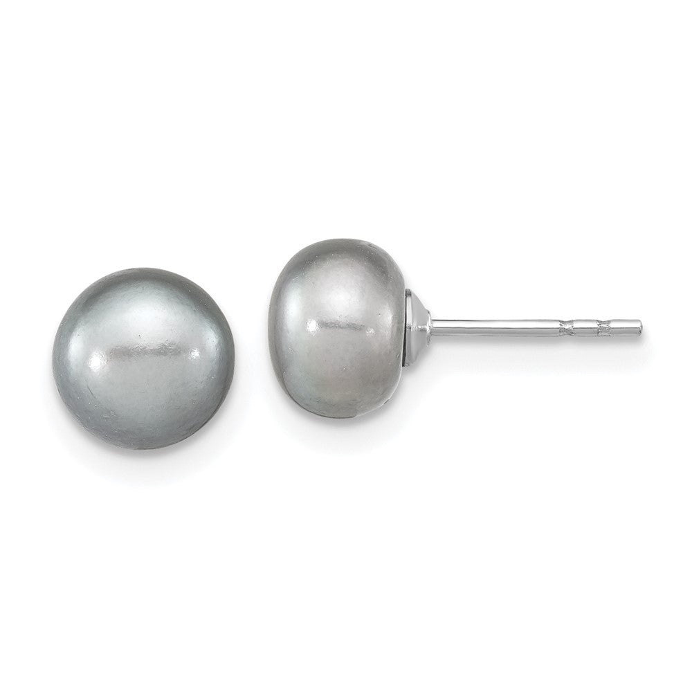 Sterlingsilber Rhodiniert-p 7-8mm Grau Fwc Perle Ohrring Armband Halskette Set