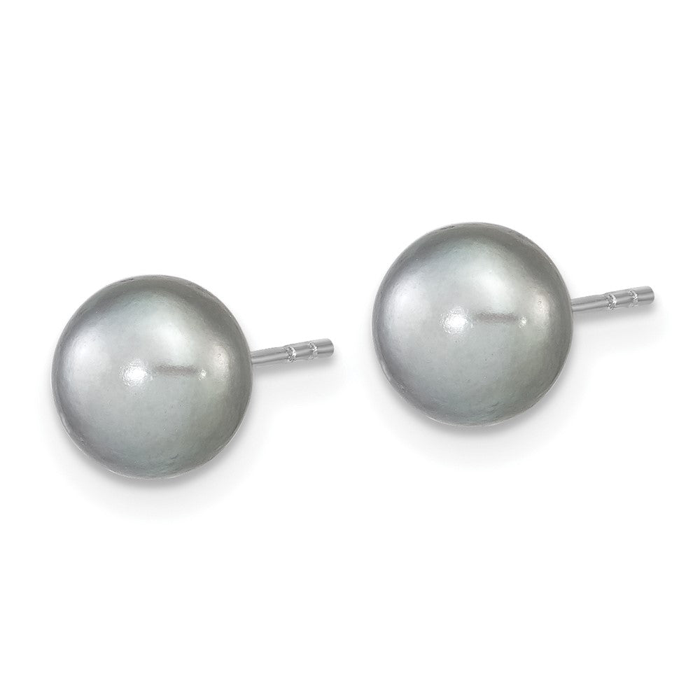 Sterlingsilber Rhodiniert-p 7-8mm Grau Fwc Perle Ohrring Armband Halskette Set