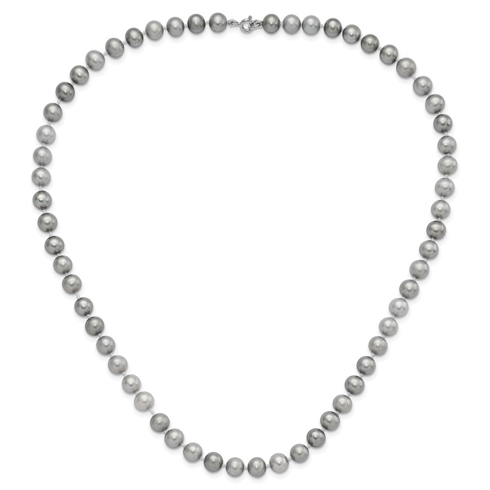 Sterlingsilber Rhodiniert-p 7-8mm Grau Fwc Perle Ohrring Armband Halskette Set