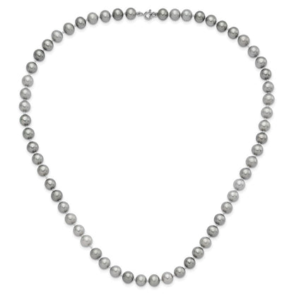 Sterlingsilber Rhodiniert-p 7-8mm Grau Fwc Perle Ohrring Armband Halskette Set